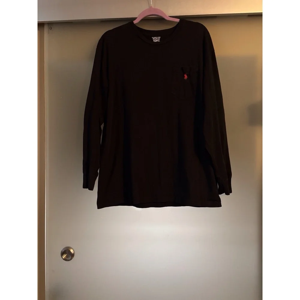 Polo Ralph Lauren Mens Size L Black 100% Cotton Casual Pullover Sweater‎